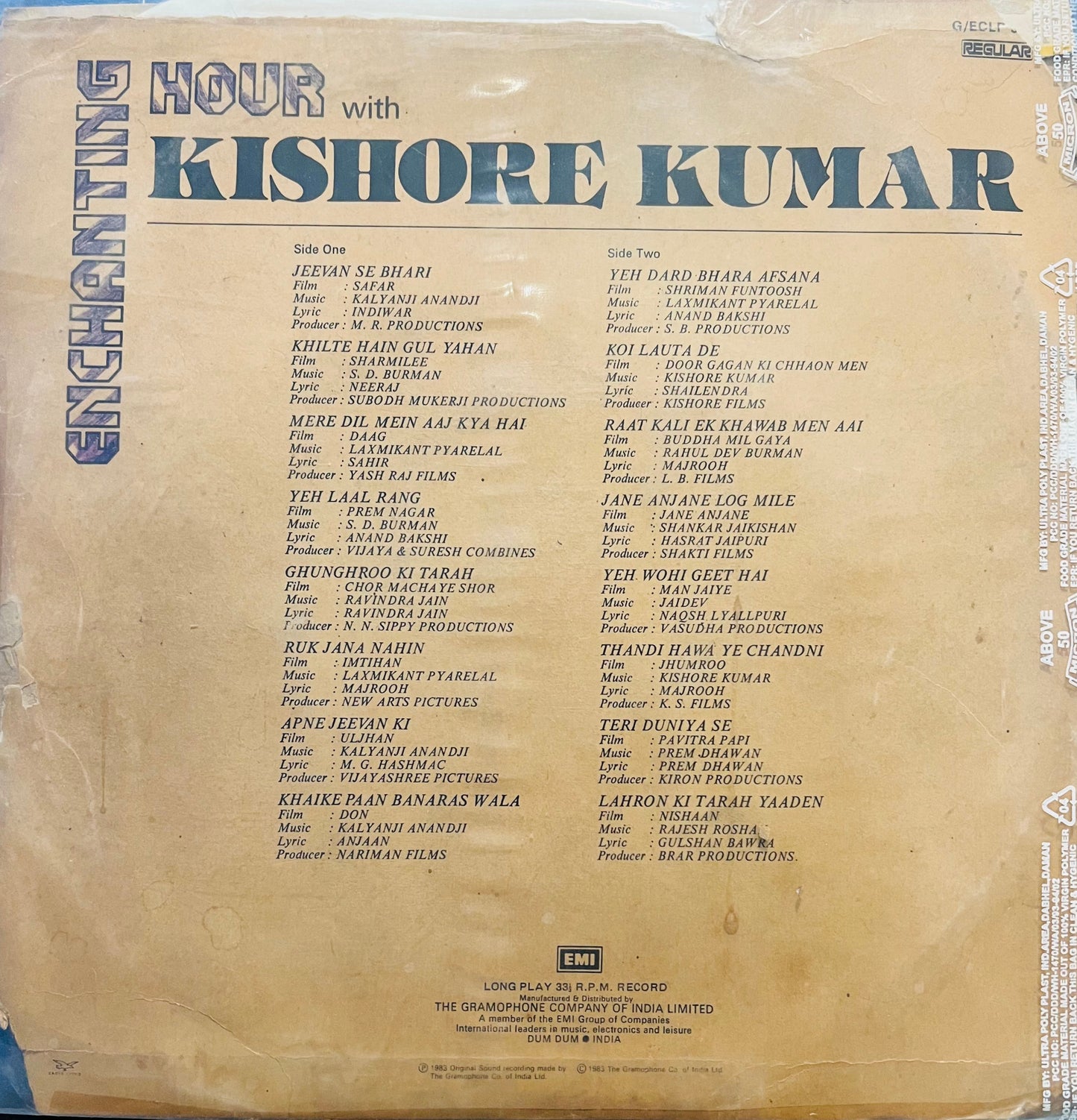 Enchanting Hour - Kishore Kumar (Used) -- 1983