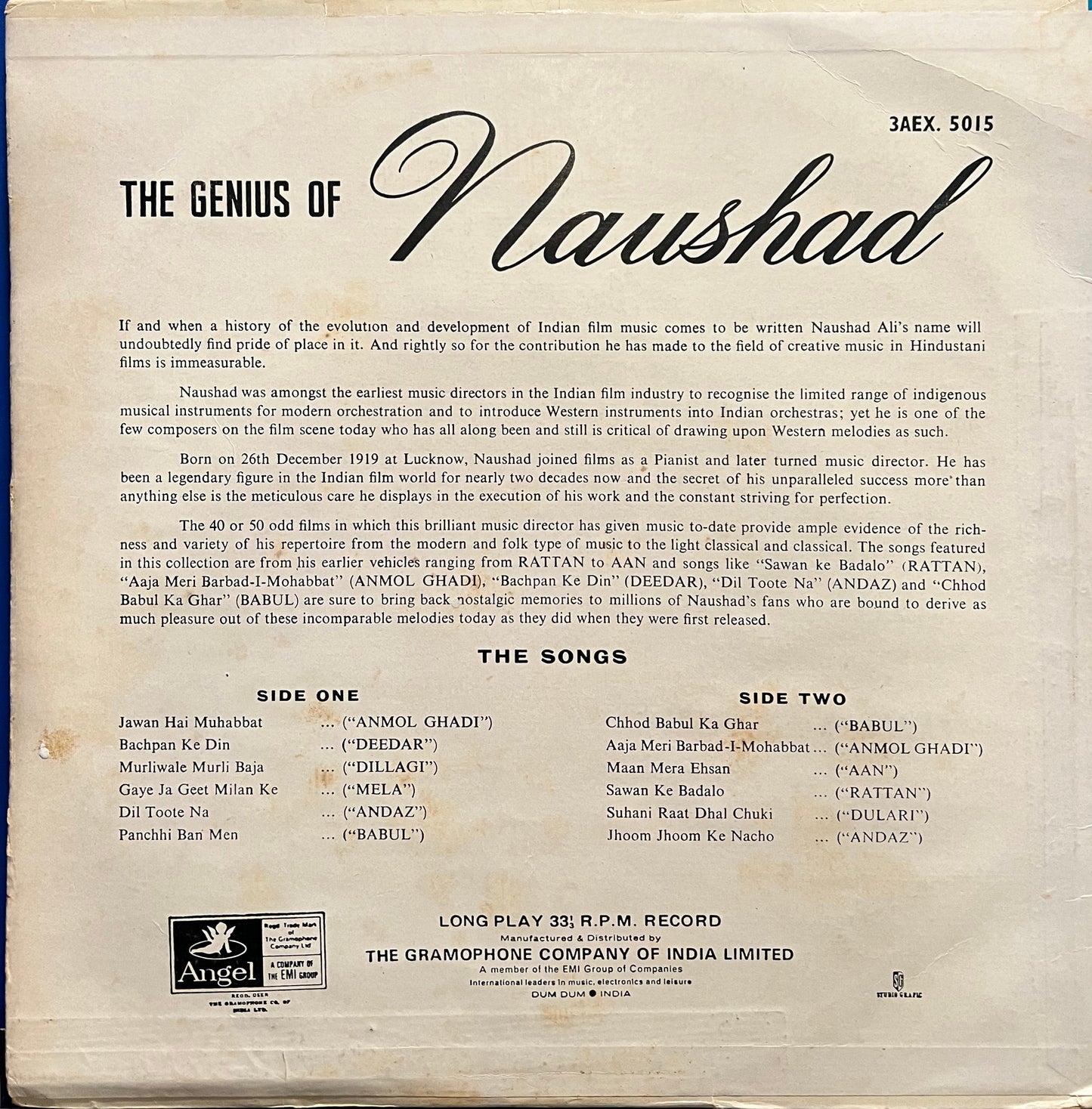 The Genius Of Naushad (Used) -- 1962