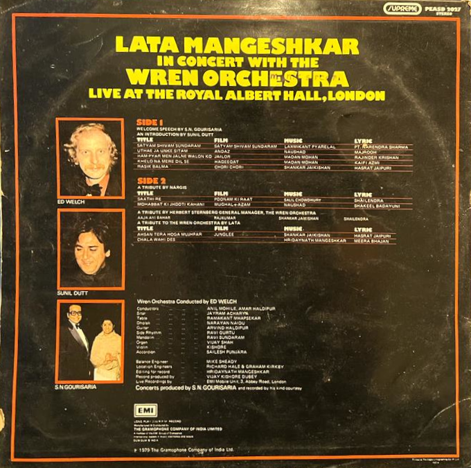 Lata Mangeshkar In Concert With The Wren Orchestra – Live At The Royal Albert Hall (Used) -- 1979