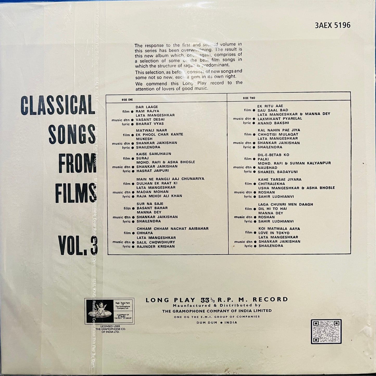 Classical Song From Films Vol 3 (Used) -- 1968