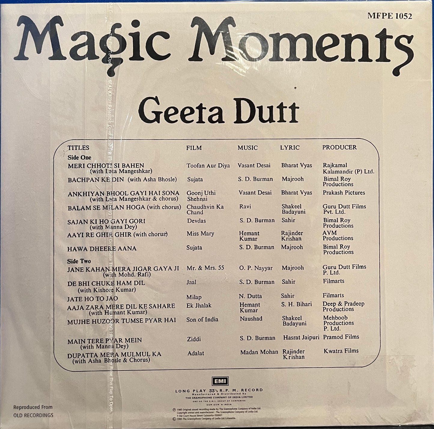 Geeta Dutt - Magic Moments (Used) -- 1985