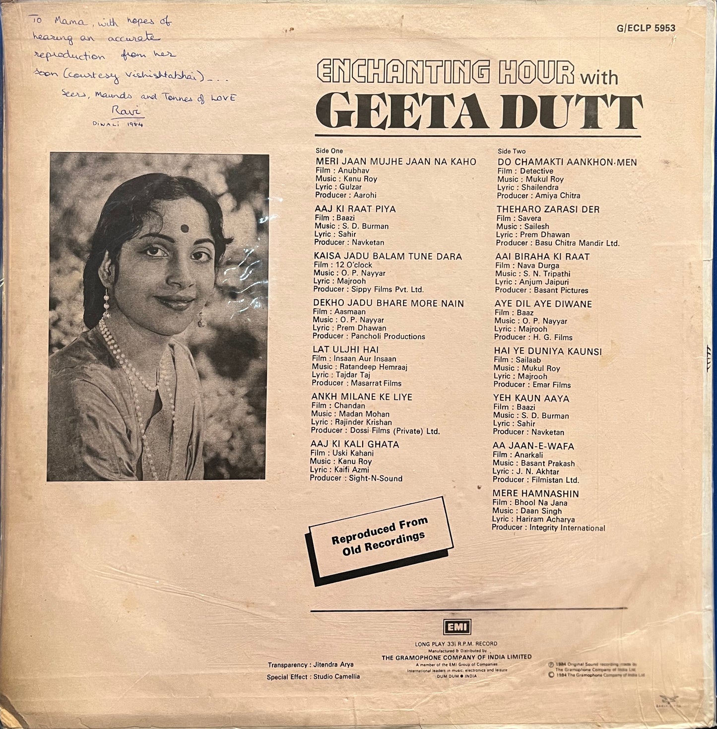 Geeta Dutt - Enchanting Hour (Used) -- 1984