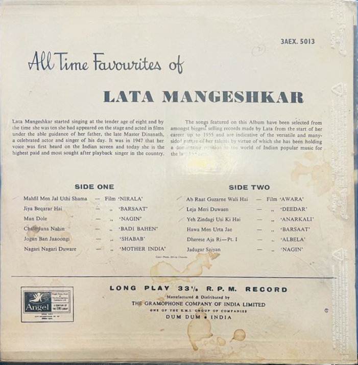 Lata Mangeshkar All Time Favourites (Used) -- 1962